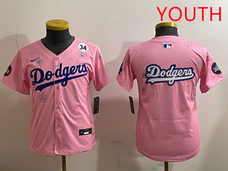 Youth Los Angeles Dodgers Blank Pink Sakura Edition 2025 Nike MLB Jersey style 16